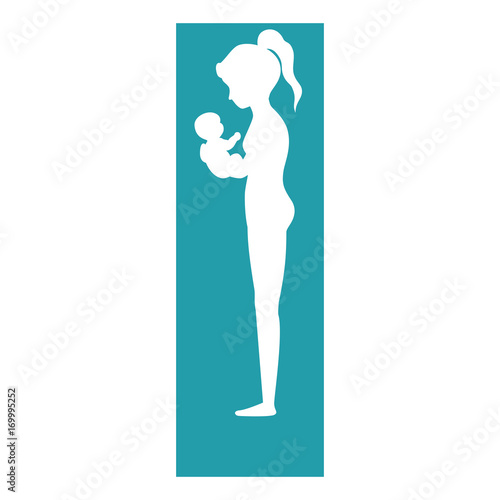 mother with baby silhouette vector illustration design