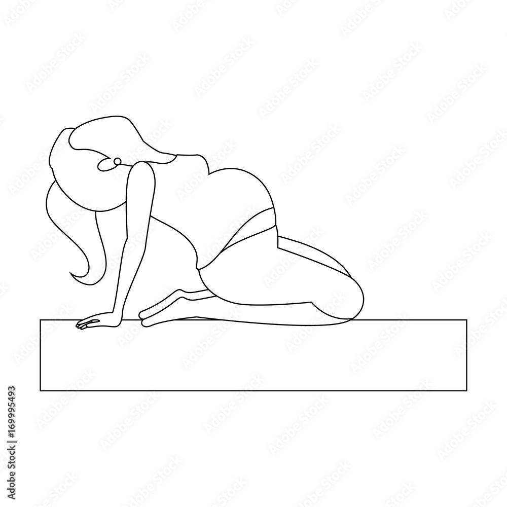 Obraz premium Woman pregnant doing prophylaxis exercises vector illustration design