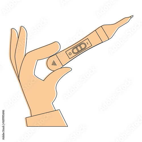 hand human with pregnancy test isolated icon vector illustration design