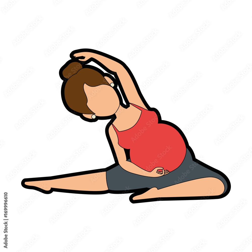 Obraz premium Woman pregnant doing prophylaxis exercises vector illustration design