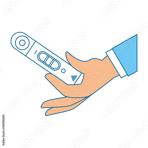 hand human with pregnancy test isolated icon vector illustration design