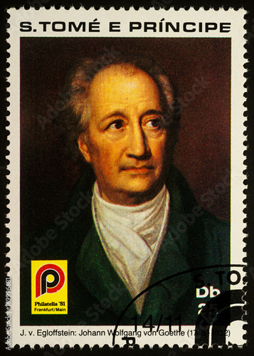 Portrait of Johann Wolfgang von Goethe on postage stamp
