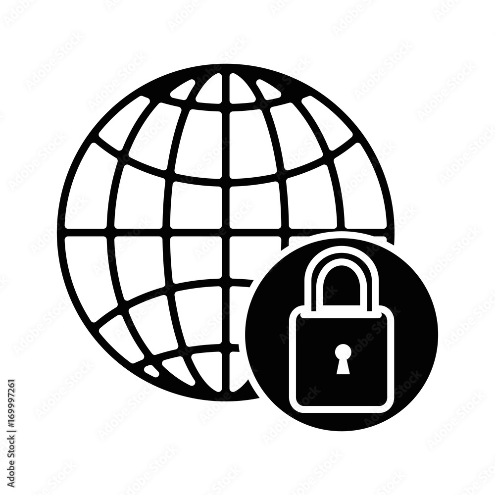 sphere planet with padlock vector illustration design
