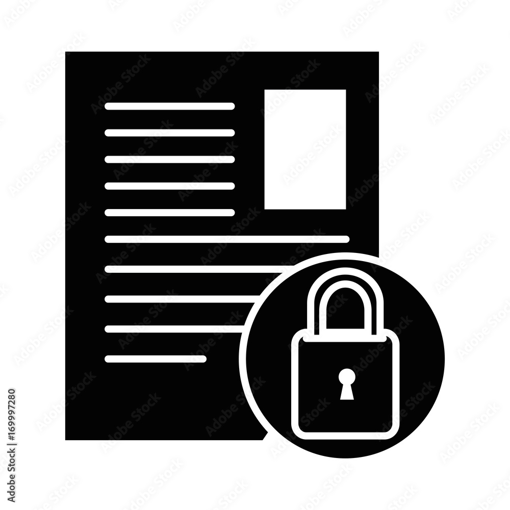 document paper with padlock vector illustration design document paper with padlock vector illustration design