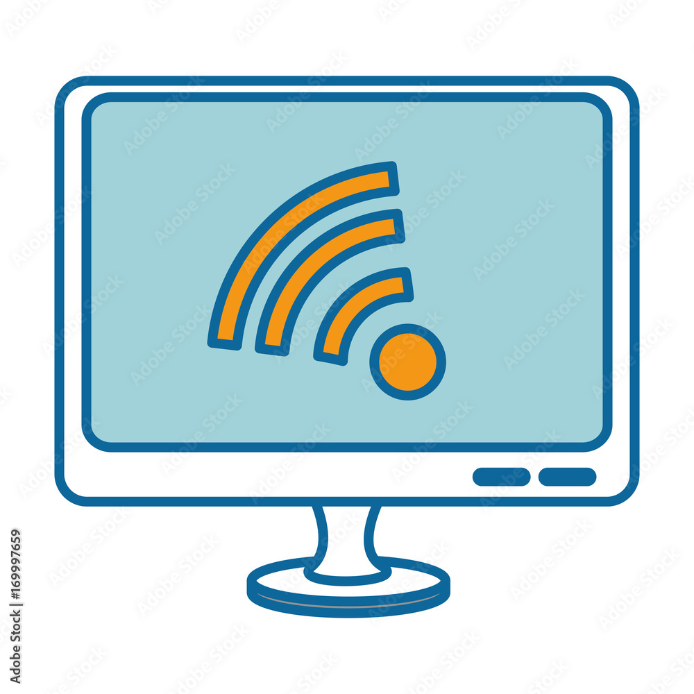 monitor computer with wifi signal vector illustration design monitor computer with wifi signal vector illustration design