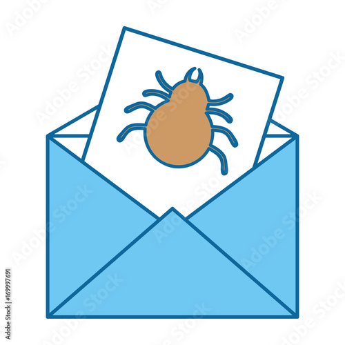 envelope mail spam with spider vector illustration design