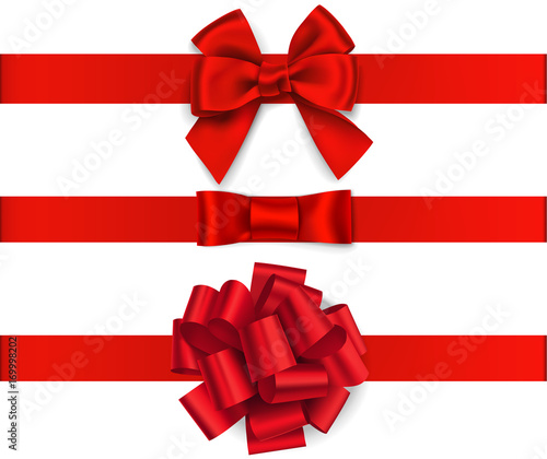 Vector set of red bows isolated on white