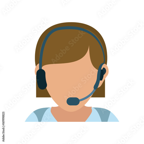 colorful  female operator avatar over white  background vector illustration