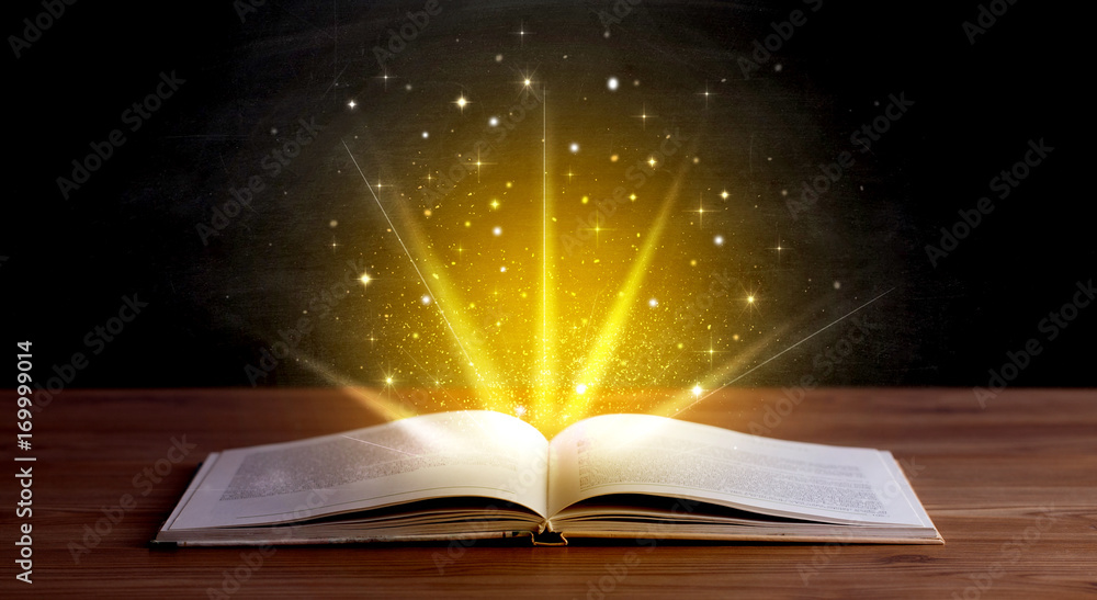 Yellow lights over book Yellow lights over book