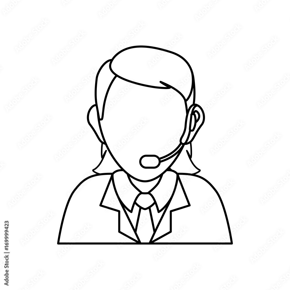 woman with headset icon over white background vector illustration woman with headset icon over white background vector illustration