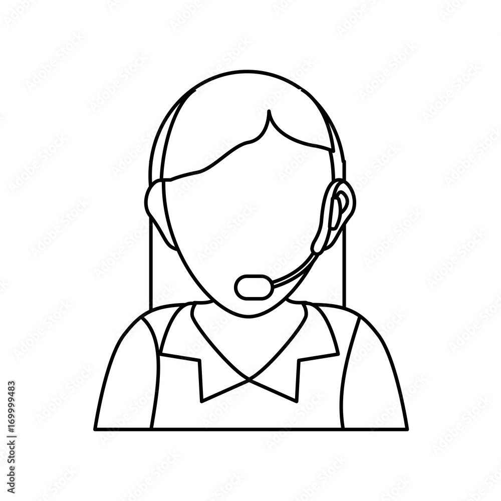 woman with headset icon over white background vector illustration woman with headset icon over white background vector illustration