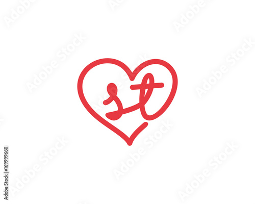 Lowercase letter st and heart 1 Stock Vector | Adobe Stock