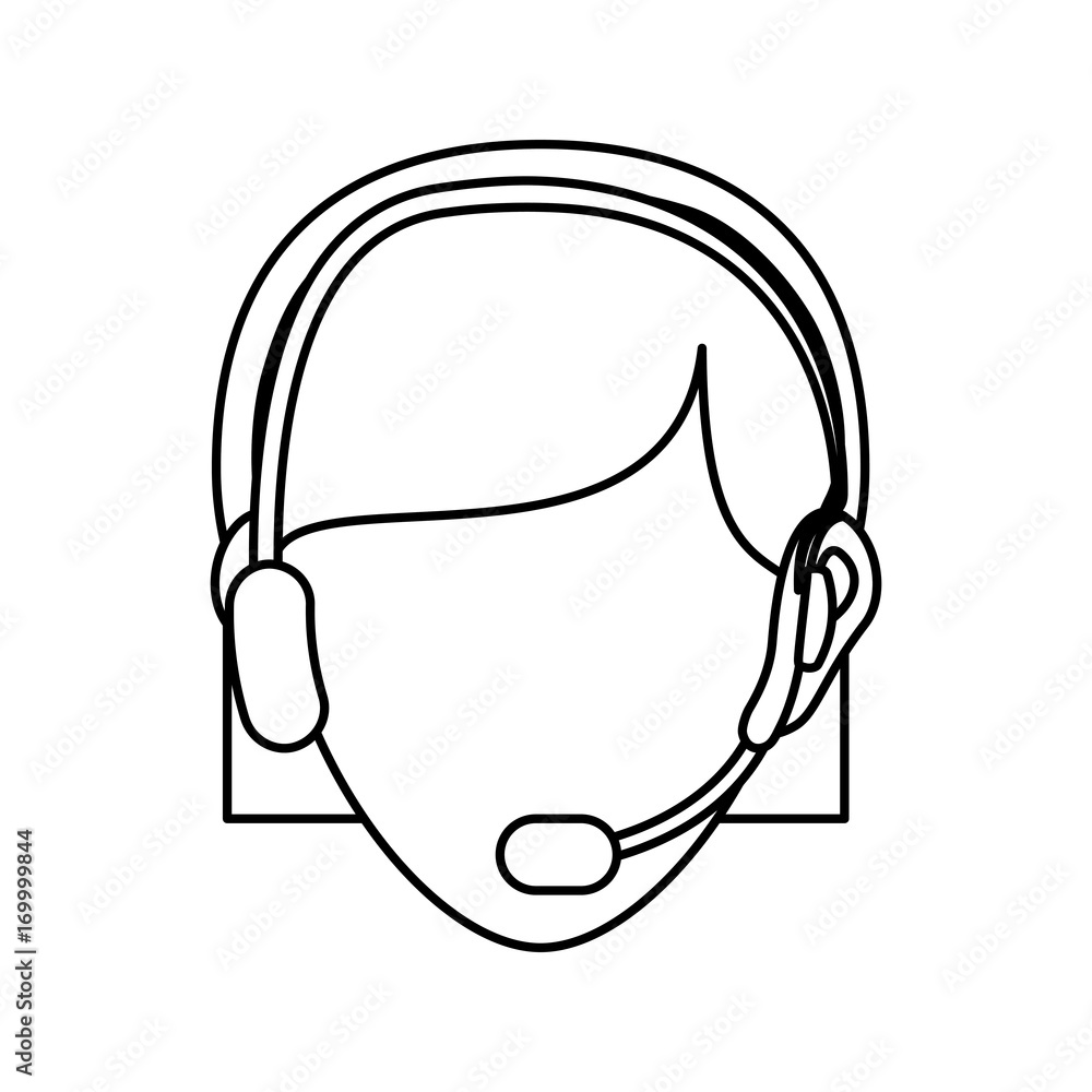 woman with headset icon over white background vector illustration woman with headset icon over white background vector illustration