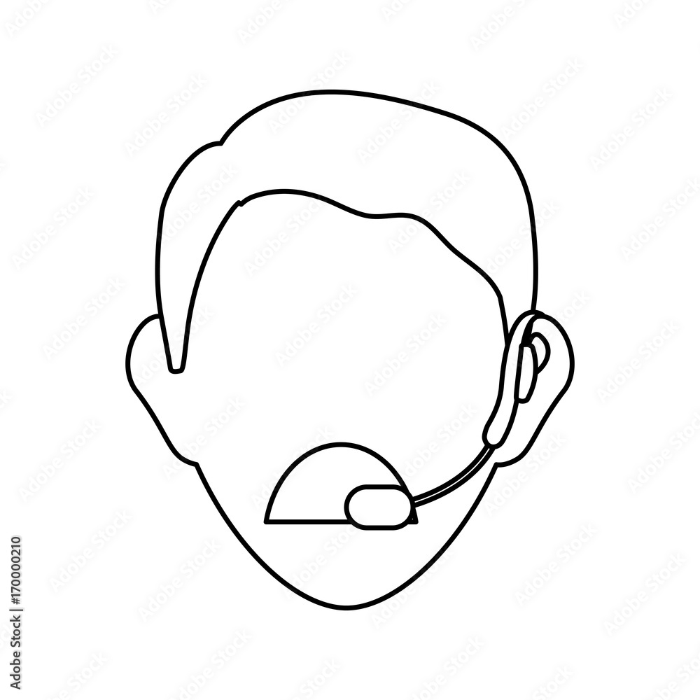 man with headset icon over white background vector illustration