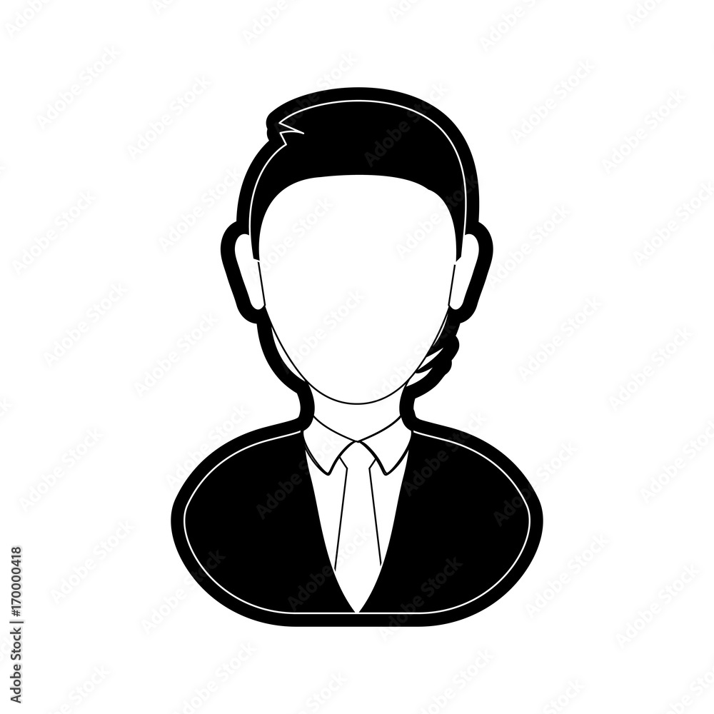 flat line monocromatic man over white vector illustration flat line monocromatic man over white vector illustration