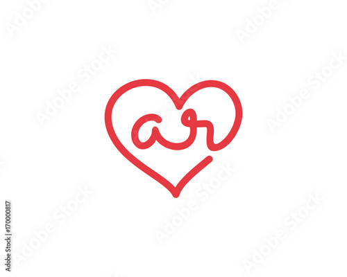Lowercase letter ar and heart 1