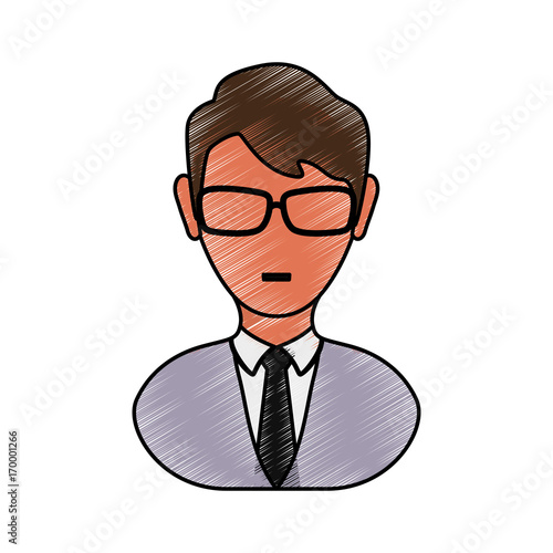 avatar businessman icon over white background colorful design vector illustration © djvstock