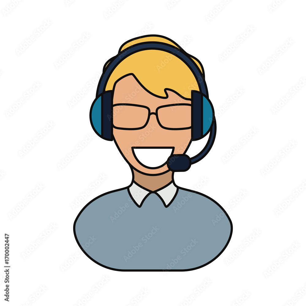 man with headset icon over white background colorful design vector illustration man with headset icon over white background colorful design vector illustration