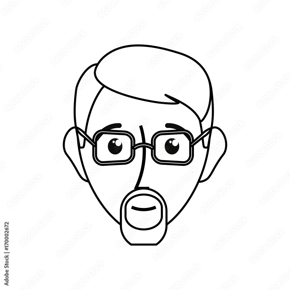 man with glasses icon over white background vector illustration