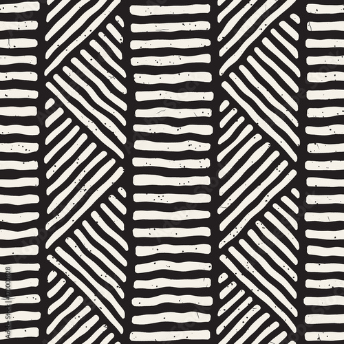 Wallpaper Mural Hand drawn style ethnic seamless pattern. Abstract geometric lines background in black and white. Torontodigital.ca