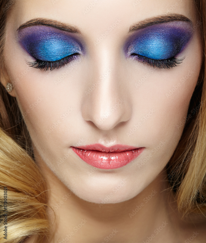 Closeup shot of female face with closed eyes Closeup shot of female face with closed eyes