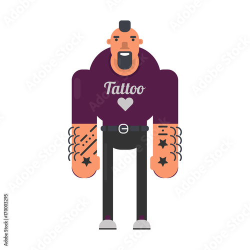 Informal man with tattoes on hands and reckless haircut