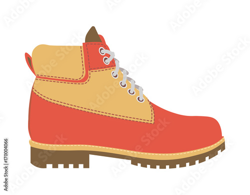 Warm winter boot with laces and fur wadding
