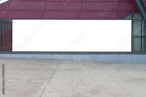 Large blank billboard on a street wall, banners with room to add your own text
