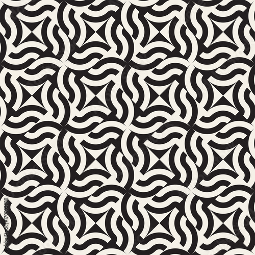 Abstract geometric pattern with stripes  lines. Seamless vector ackground. Black and white lattice texture.
