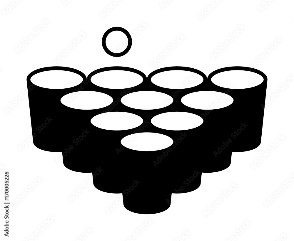 Obraz premium Beer pong or beirut drinking game with cups with ball flat vector icon for apps and websites