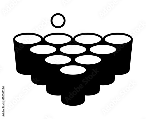 Beer pong or beirut drinking game with cups with ball flat vector icon for apps and websites