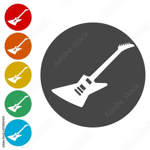 Vector guitar icons set - illustration 