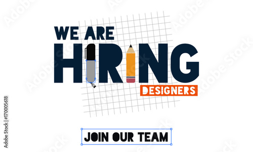 We are hiring designers. Template design for recruitment agency broadcasting. Graphic designer artist required. 