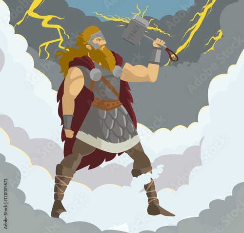 nordic mythology thor god of thunder in the sky