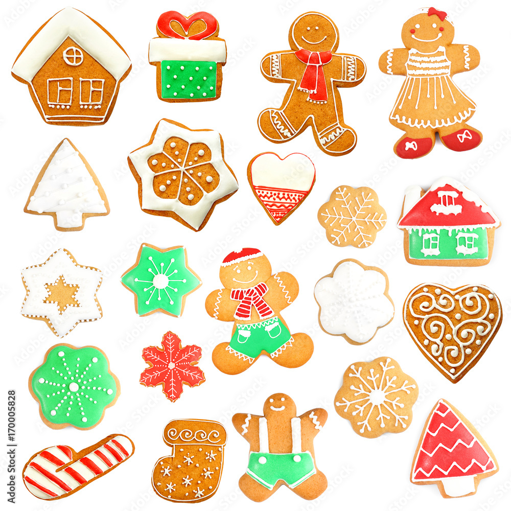 Delicious Christmas cookies on white background Delicious Christmas cookies on white background