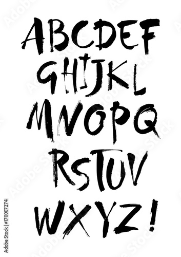 Vector Acrylic Brush Style Hand Drawn Alphabet Font