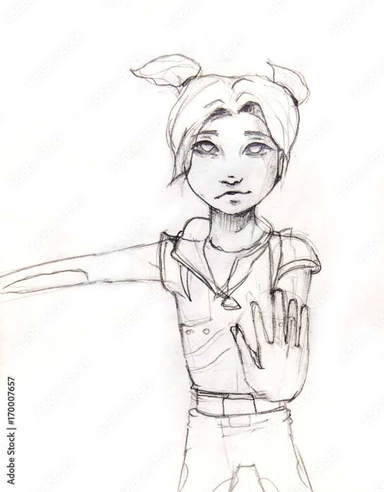 Fototapeta premium Manga style illustration, sketch 