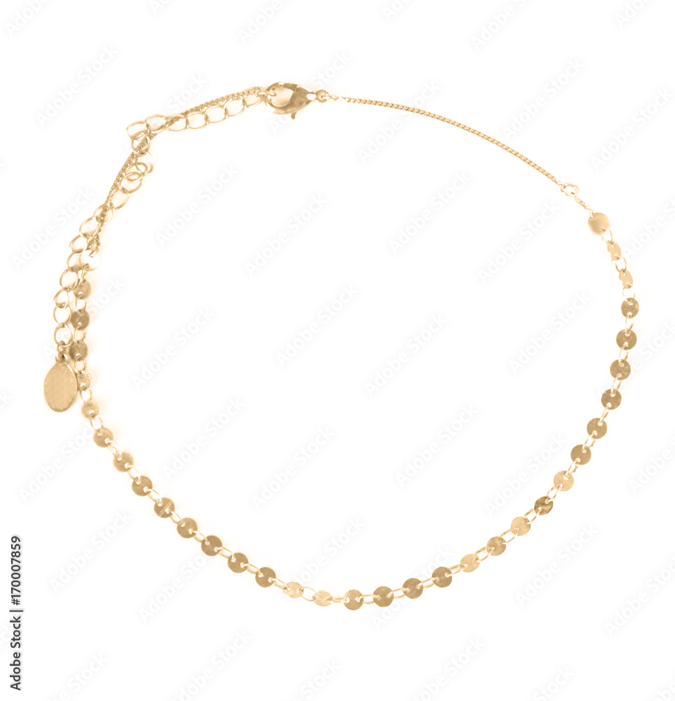 Elegant golden chainlet isolated on white Elegant golden chainlet isolated on white