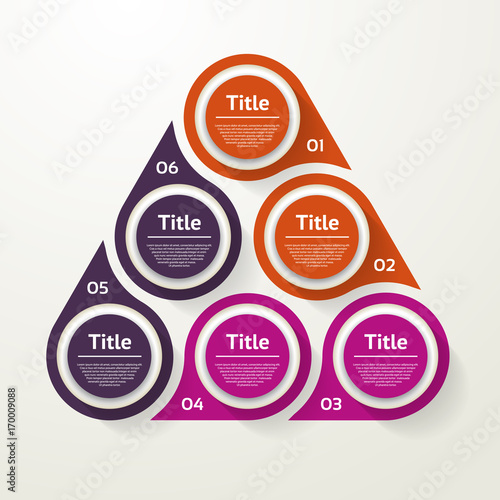 Vector circle infographic. Template for cycle diagram, graph, presentation and round chart. Business concept with 6 options, parts, steps or processes. Abstract background.