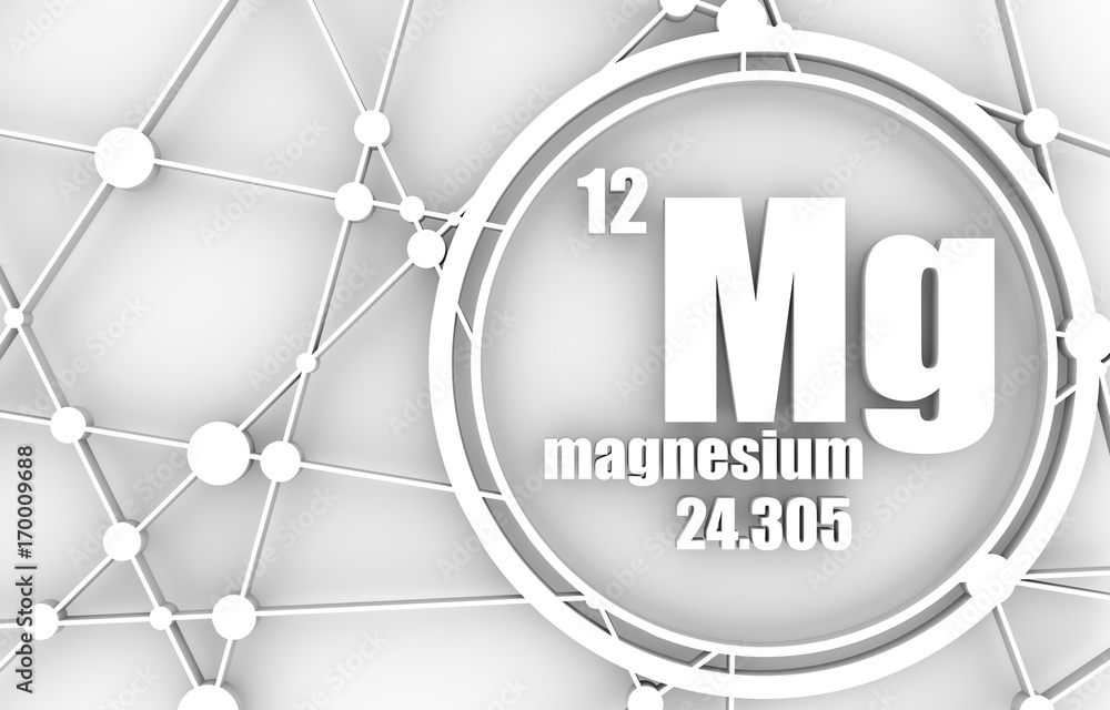 Magnesium chemical element. Sign with atomic number and atomic weight