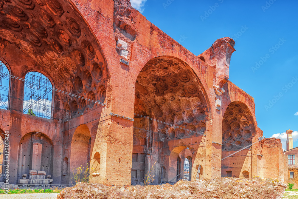 Archaeological and historical objects in Rome, united by the name - Roman Forum and Palatine Hill. Basilica of Maxentius (Basilica di Massenzio).
