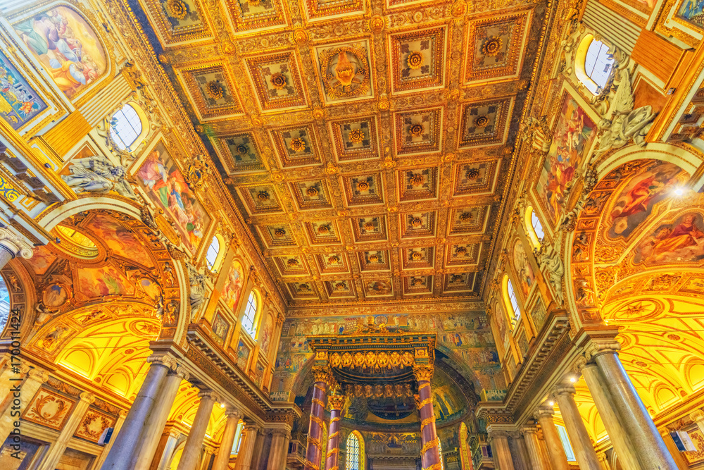  Inside the Basilica of Santa Maria Maggiore (on Piazza di Santa Maria Maggiore)-is  a Papal major basilica and the largest Catholic Marian church in Rome.Italy.