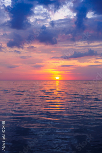Beautiful Sunset Over Baltic Sea with cloud and beams © lizaveta25