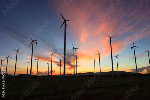 Wind turbine with sky twilight