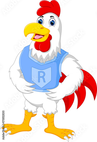  Cartoon super rooster posing with smile