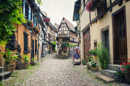 medieval village Eguisheim in Alsace, east France photo