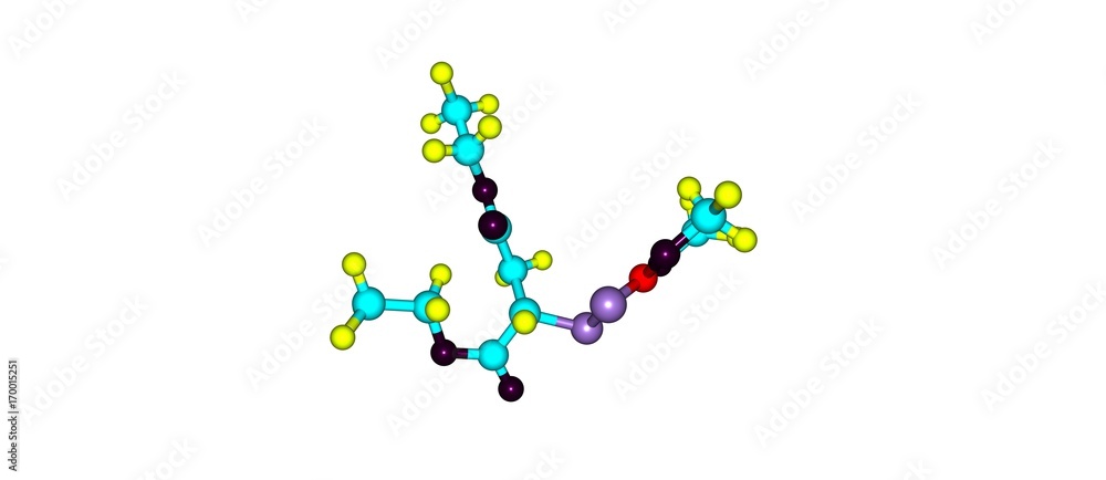 Malathion molecular structure isolated on white