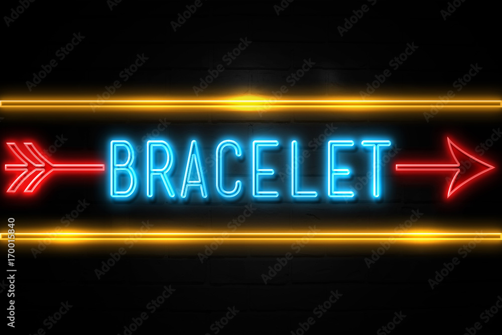 Bracelet  - fluorescent Neon Sign on brickwall Front view