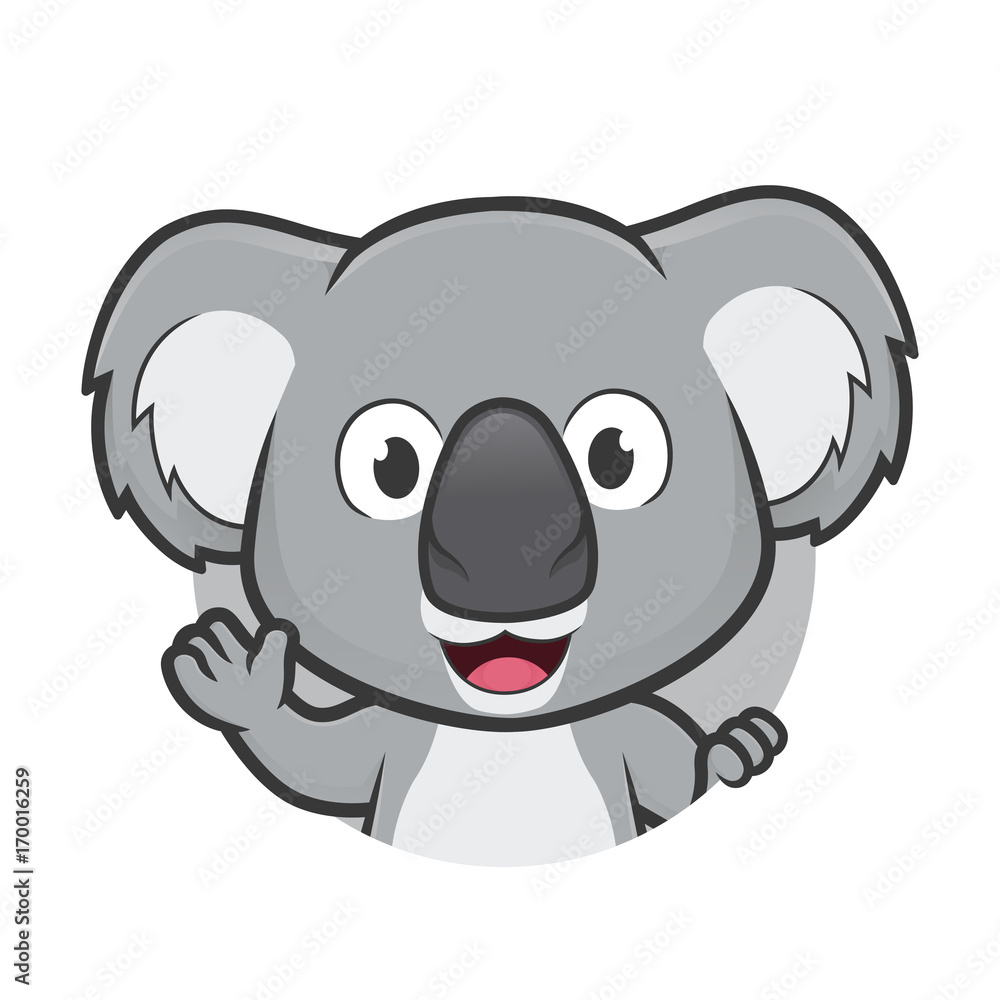 Naklejka premium Koala macha w okrągłej ramie