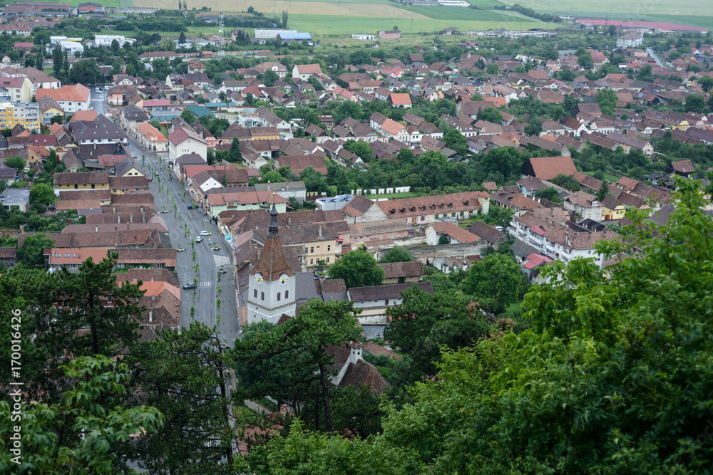 Panorama of Rasnov, Romanian Town in Transylvania, Romania
